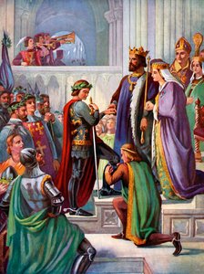 The Investiture of the Black Prince as a Knight of the Garter, 1348, c1920 af Unbekannt