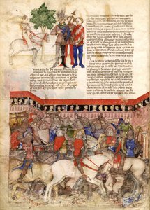 The Knights of the Round Miniature fra The Quest for the Holy Grail and the Death of Arthur, ca 1220 af Unbekannt