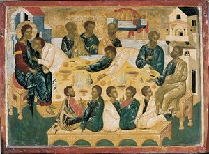 Den sidste nadver, byzantinsk ikon. af Unbekannt
