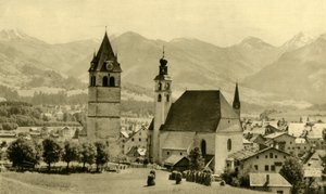 Liebfrauenkirche og kirken St. Andreas, Kitzbühel, Tyrol, Østrig, c1935. af Unbekannt