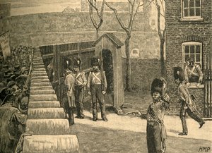 The Mob of Spenceans Summoning the Tower of London, 1816 c1890. af Unbekannt