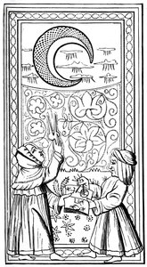 Månen, tarotkort, 14. århundrede, 1870 af Unbekannt