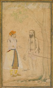 Mughalprinsen Parvez og en hellig mand, ca. 1610. af Unbekannt