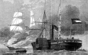 Nashville ødelægger en føderal købmand, amerikansk borgerkrig, 1861-1862 c1880 af Unbekannt