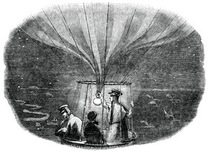 Nassau-ballonen passerer over Liege om natten, 1836, 1886 af Unbekannt