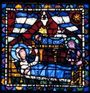 The Nativity, farvet glas, Chartres Cathedral, Frankrig, 1194-1260 af Unbekannt