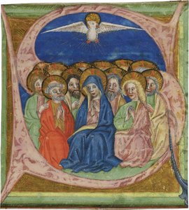 Pinsen. Indledende S fra et manuskript Gradual, ca 1430 af Unbekannt