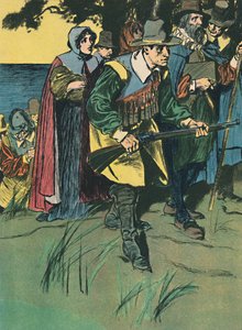 Pilgrimsfædrene på vej ind i den nye verden, c1907 af Unbekannt