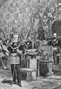 Prinsen af Wales første installation som frimurernes stormester, 28. april 1875, 1901. af Unbekannt