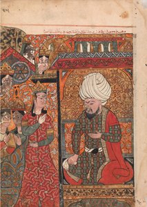 Dronningen Ilar Irakht Før kongen advarer ham om brahminerne, Folio..., 1700-tallet. af Unbekannt