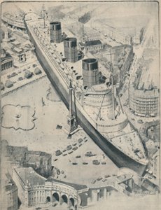 The Queen Mary i forhold til Trafalgar Square, London, 1936 af Unbekannt