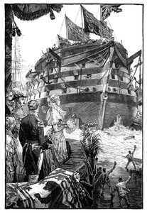 Dronningen ved lanceringen af Trafalgar, 1841, 1900 af Unbekannt