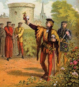 De røde og hvide roser, 1400-tallet, c1850 af Unbekannt