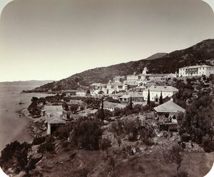 Rossikon St Panteleimon-klosteret på Athos-bjerget, Grækenland, 1860