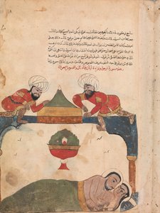 Tyvene på taget vækker købmanden, Folio fra en Kalila wa Dimna, 1700-tallet. af Unbekannt