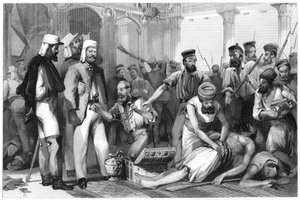 The Times-korrespondent ser på fyringen af Kaiser Bagh, 1858, c1860 af Unbekannt