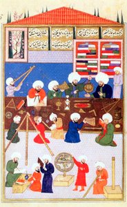 Den tyrkiske astronom Takiuddin ved sit observatorium i Galata, Istanbul, 1581 af Unbekannt