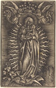 Jomfruen kronet af to engle, ca. 1500. af Unbekannt