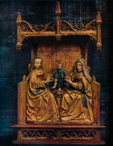 Jomfruen og St. Anne lærer spædbarnets frelser at gå, c1470 af Unbekannt