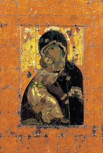 Jomfruen af Vladimir, byzantinsk ikon, begyndelsen af det 12. århundrede af Unbekannt