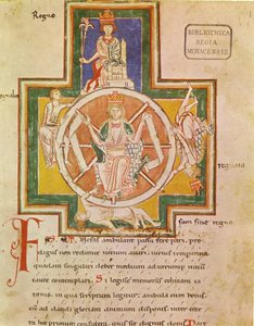 Lykkehjulet Rota Fortunae fra Carmina Burana, ca 1230 af Unbekannt