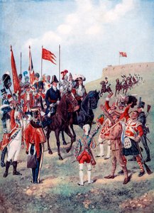 Kavaleriet møder infanteriet på slagmarken, 1910 af Unbekannt