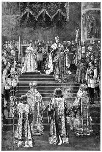 Kroningen af kejser Alexander III og kejserinde Maria Fyodorovna, 1883 slutningen af det 19. århundrede af Unbekannt