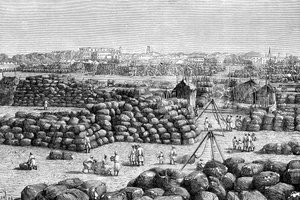 Bomuldsmarkedet i Bombay, Indien, 1895 af Unbekannt