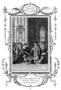 Die Krone an den päpstlichen Legaten von König John 1167-1216 übergeben, 1213