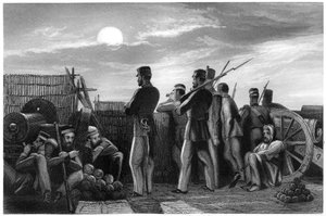 Forsvarerne på udkig, batteri ved Lucknow, 1857, c1860 af Unbekannt