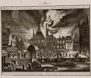 Branden ved Amsterdams gamle rådhus, Holland, 7. juli 1652 af Unbekannt