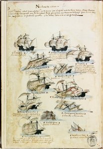 Pedro Álvares Cabrals flåde i 1500. Fra Livro das Armadas, ca 1568. af Unbekannt