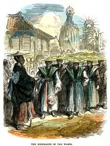 Købmændene i menigheden, nytårsfestoptog i Yokohama, Japan, 1872 af Unbekannt