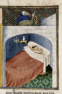 Munken sover med konen, mens manden beder, 1460