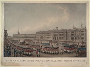Paraden foran Vinterpaladset i St. Petersborg i 1812, 1812 af Unbekannt
