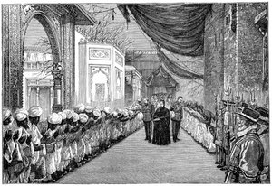 Dronningerne besøger ved åbningen af Indian and Colonial Exhibition, London, 1886, 1900 af Unbekannt