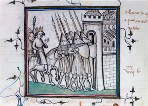 Charles VI af Frankrigs tilbagevenden efter slaget ved Rosbecque, 1382, 14.-15. århundrede af Unbekannt