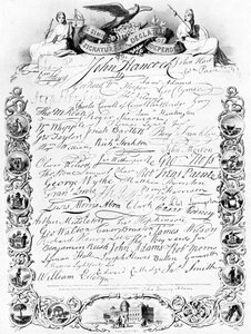 Underskrifterne til den amerikanske uafhængighedserklæring, c1776, c1920 af Unbekannt