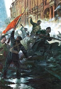 Stormen af Vinterpaladset, Skt. Petersborg, den russiske revolution, oktober 1917 af Unbekannt