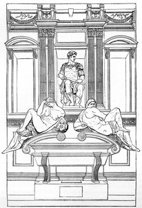 Julian de Medicis grav i San Lorenzo Basilicas nye sakristi, Firenze, 1882 af Unbekannt
