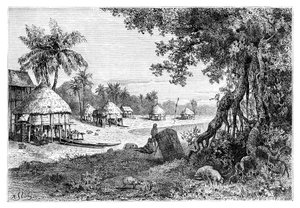Landsbyen Sawi, Car-Nicobar, Nicobarøerne, Indien, 1895 af Unbekannt