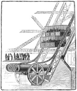 Brønden i Roux Combaluzier-elevatoren, Eiffeltårnet, Paris, 1889 af Unbekannt