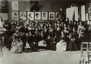 Kvinderne på Académie Julian, 1880-1890. af Unbekannt