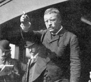 Theodore Roosevelt taler til et møde i staten New York, 1901 af Unbekannt
