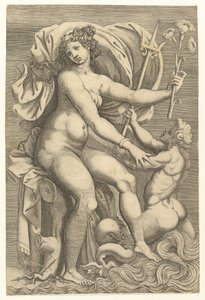 Thetis Sidder med en Triton, 1500-tallet. af Unbekannt