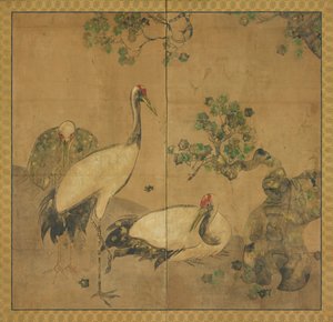 Tre traner under et træ, Edo-perioden, 1615-1868. af Unbekannt