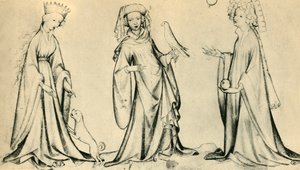 Tre unge kvinder, c1400, 1943. af Unbekannt