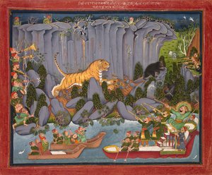 Tigerjagt på Ram Singh II, ca. 1830-1840. af Unbekannt