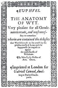 Titelside af John Lylys Euphues eller The Anatomy of Wit, første udgave, 1579, 1942. af Unbekannt