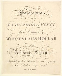Titelside: Characaturas af Leonardo da Vinci, fra Tegninger af Wincelslaus Hollar, ud af..., 1786. af Unbekannt